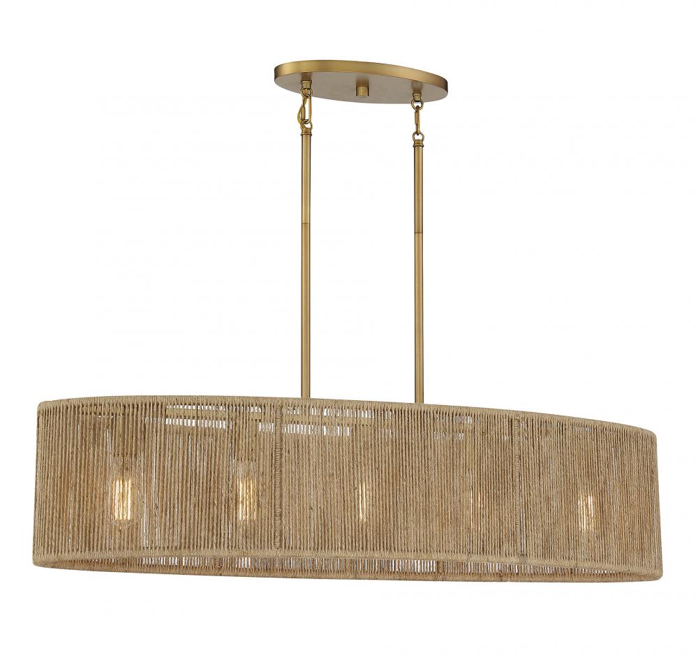 Ashe 5-Light Oval Chandelier in Warm Brass and Rope