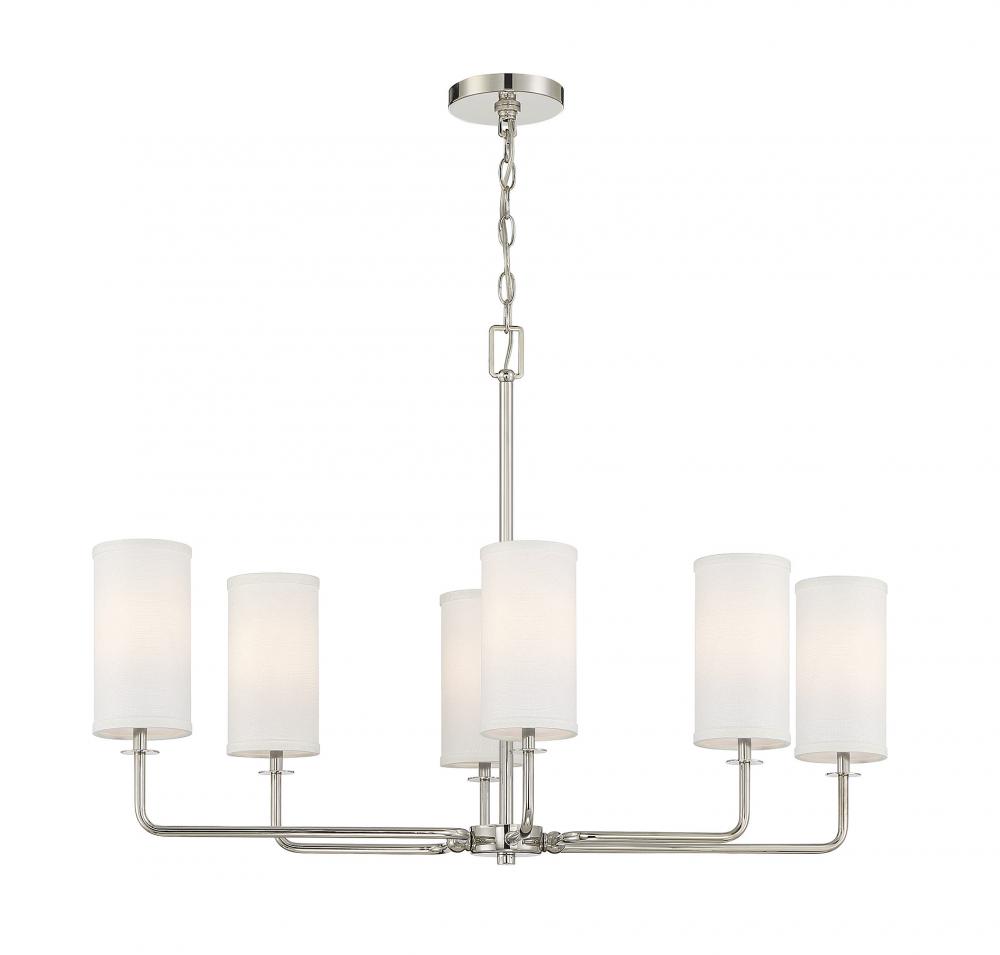 Powell 6-Light Linear Chandelier in Polished Nickel