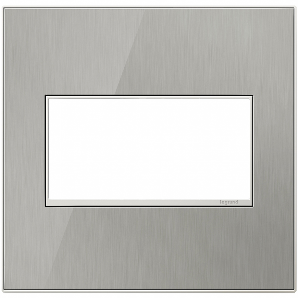 adorne? Brushed Stainless Two-Gang Screwless Wall Plate