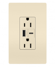 Legrand R26USBACLACCV4 - radiant? 15A Tamper-Resistant USB Type A/C Outlet, Light Almond