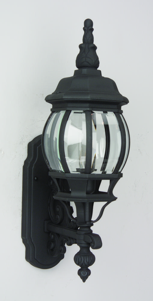 French Style 1 Light Small Outdoor Wall Lantern in Textured Black