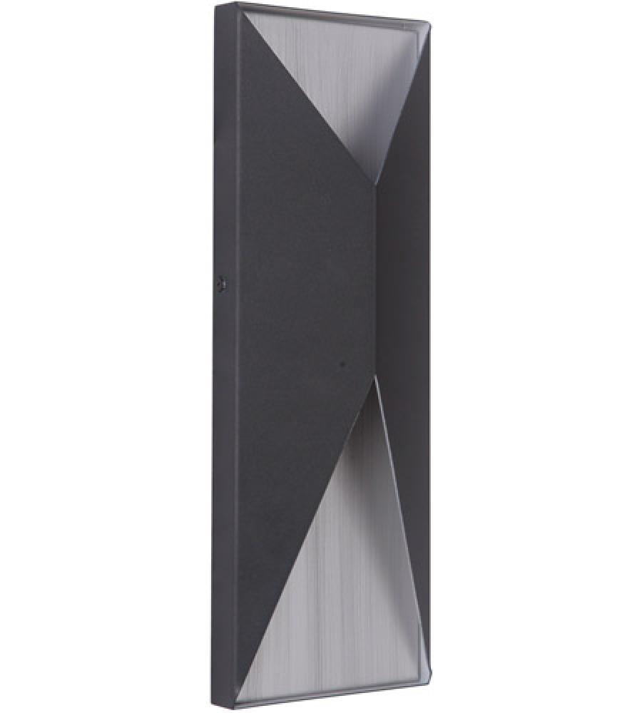 Peak 2 Light Medium LED Outdoor Pocket Sconce in Textured Black/Brushed Aluminum