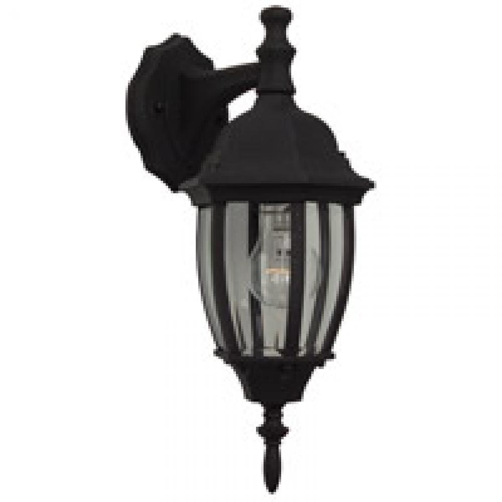Bent Glass 1 Light Small Outdoor Wall Lantern in Textured Black