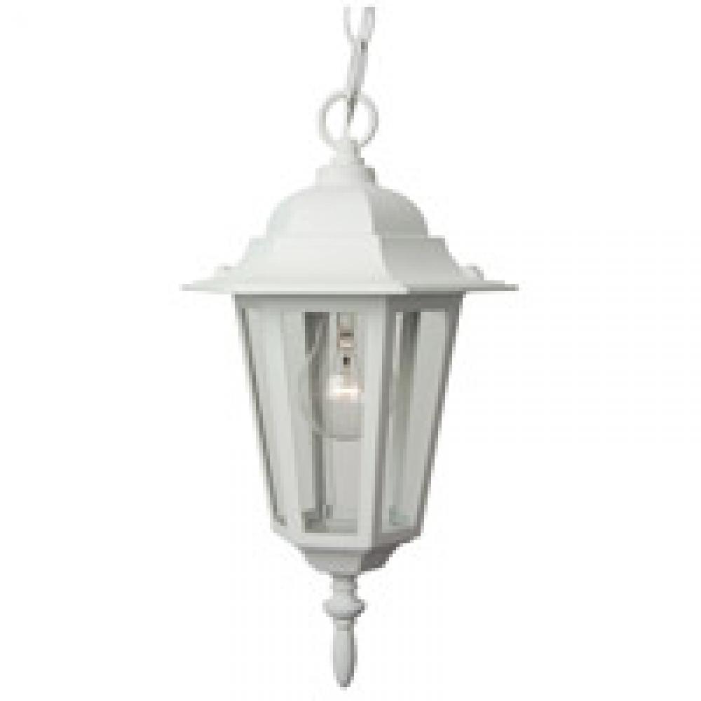 Straight Glass Cast 1 Light Outdoor Pendant in Textured White
