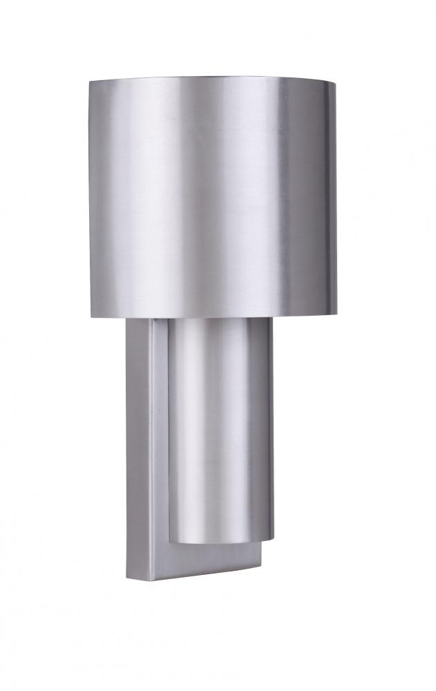 Midtown 1 Light Small Outdoor 2 Tiered LED Wall Mount in Satin Aluminum