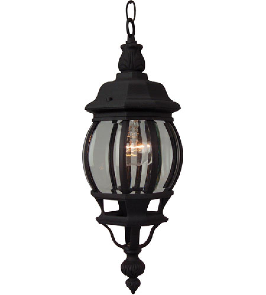 French Style 1 Light Outdoor Pendant in Textured Black