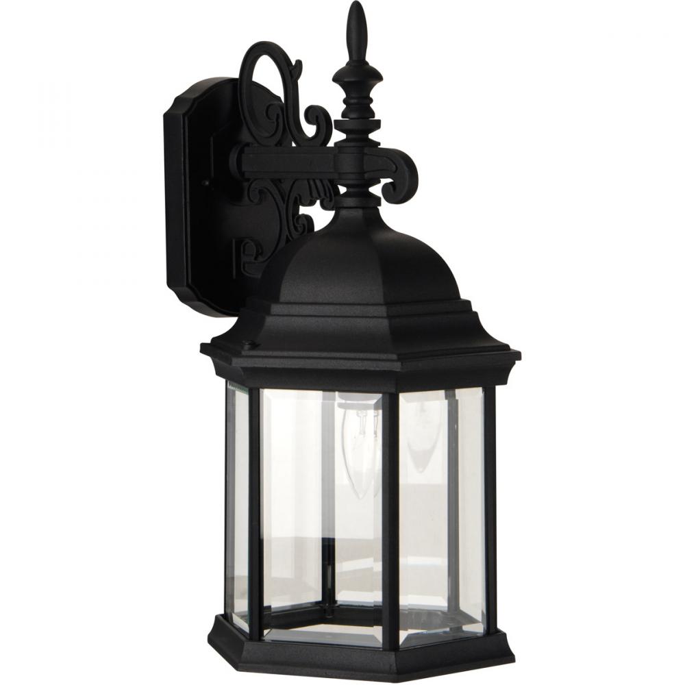 Hex Style Cast 1 Light Large Outdoor Wall Lantern in Textured Black