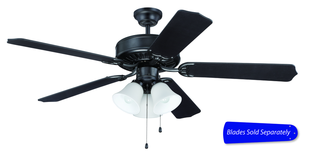 Pro Builder 205 52" Ceiling Fan with Light in Flat Black (Blades Sold Separately)