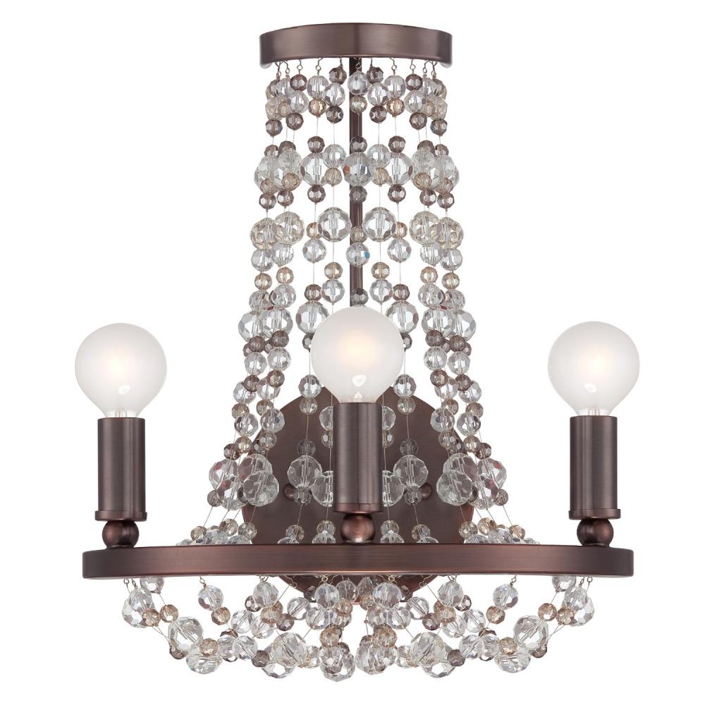 Channing 3 Light Hand Cut Crystal Chocolate Bronze Sconce