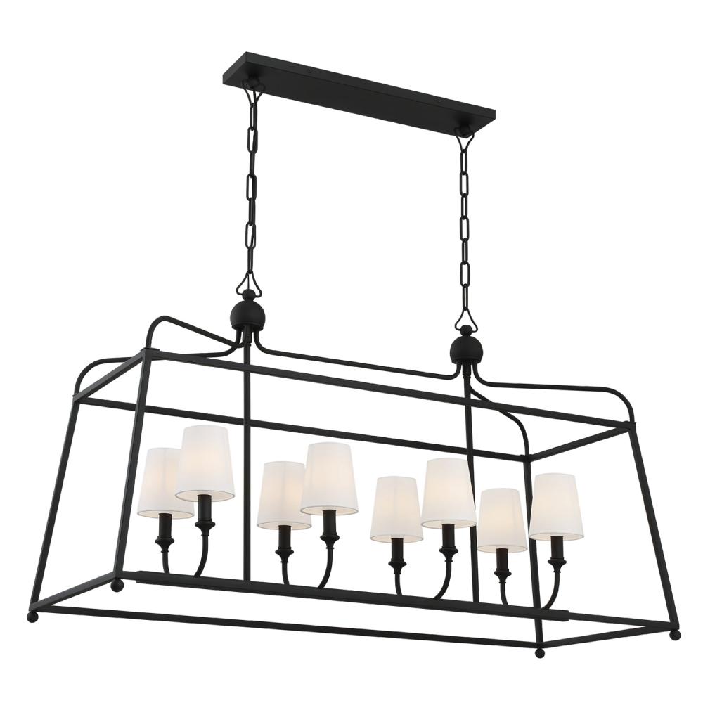 Libby Langdon Sylvan 8 Light Black Forged Linear Chandelier