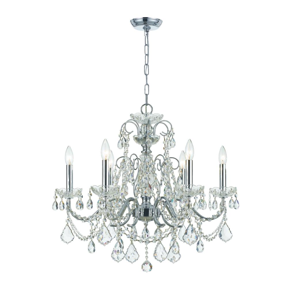 Imperial 6 Light Hand Cut Crystal Polished Chrome Chandelier