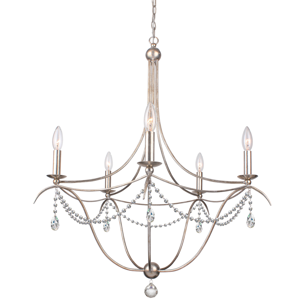 Metro 5 Light Crystal Beads Silver Chandelier