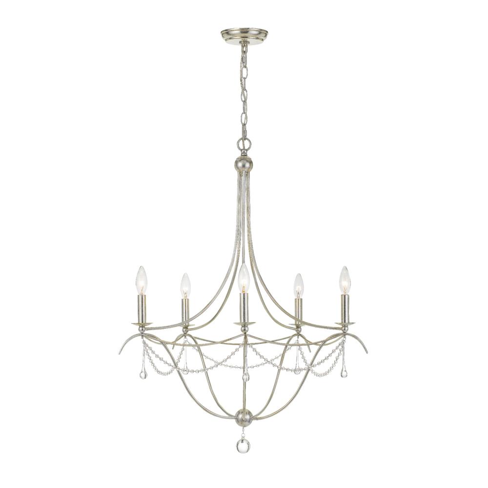 Metro 5 Light Crystal Beads Antique Silver Chandelier