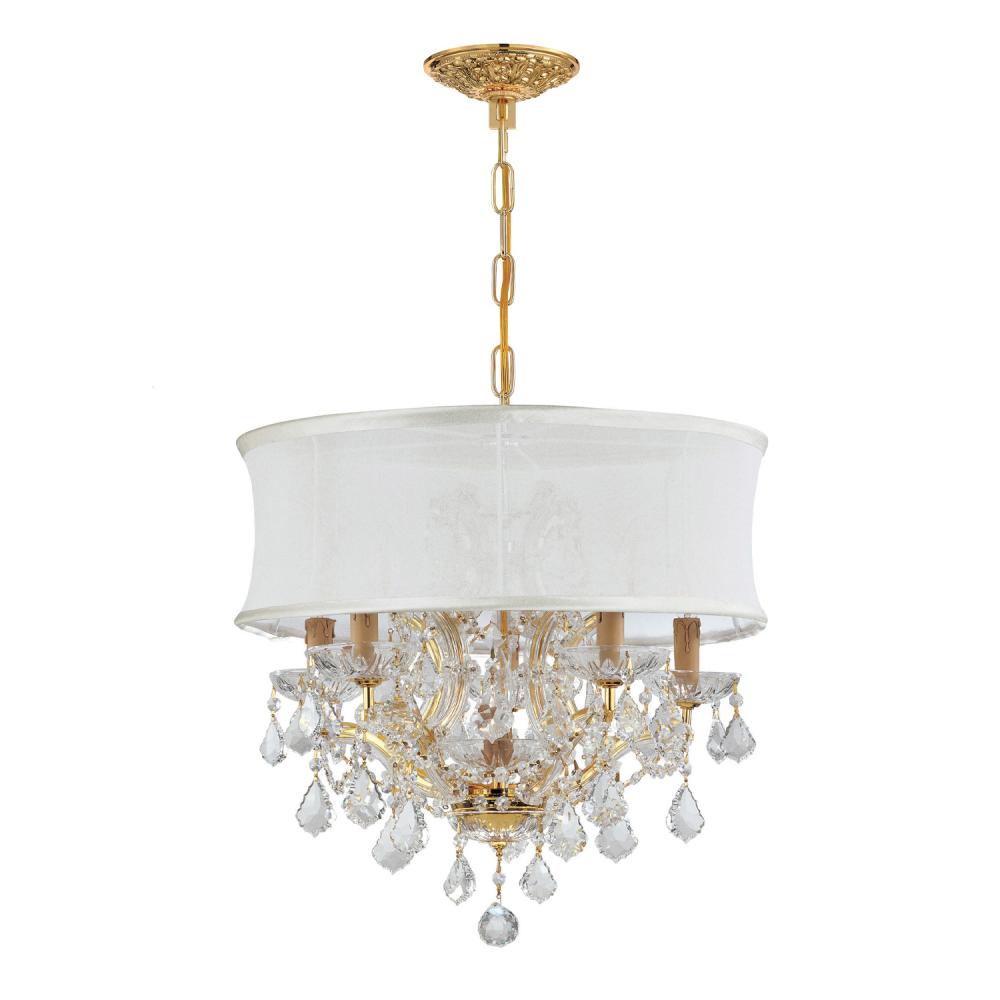 Brentwood 6 Light Crystal Gold Drum Shade Chandelier