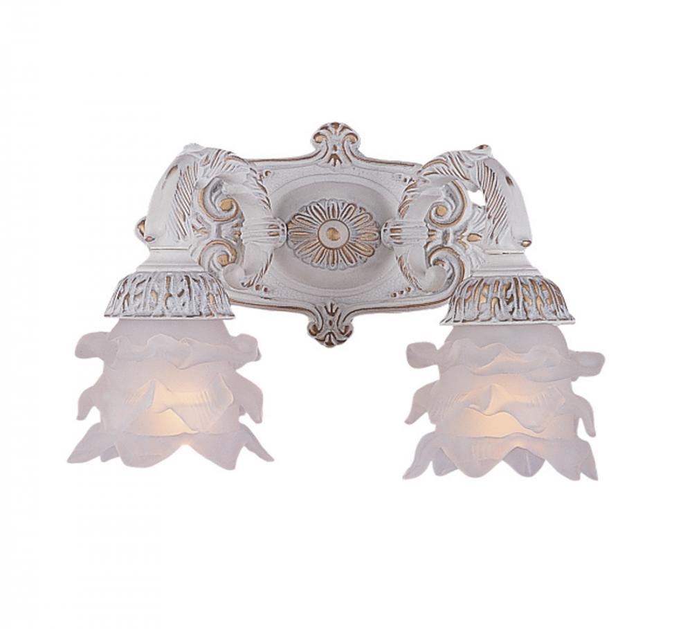 Two Light Antique White Tulip Glass Wall Light