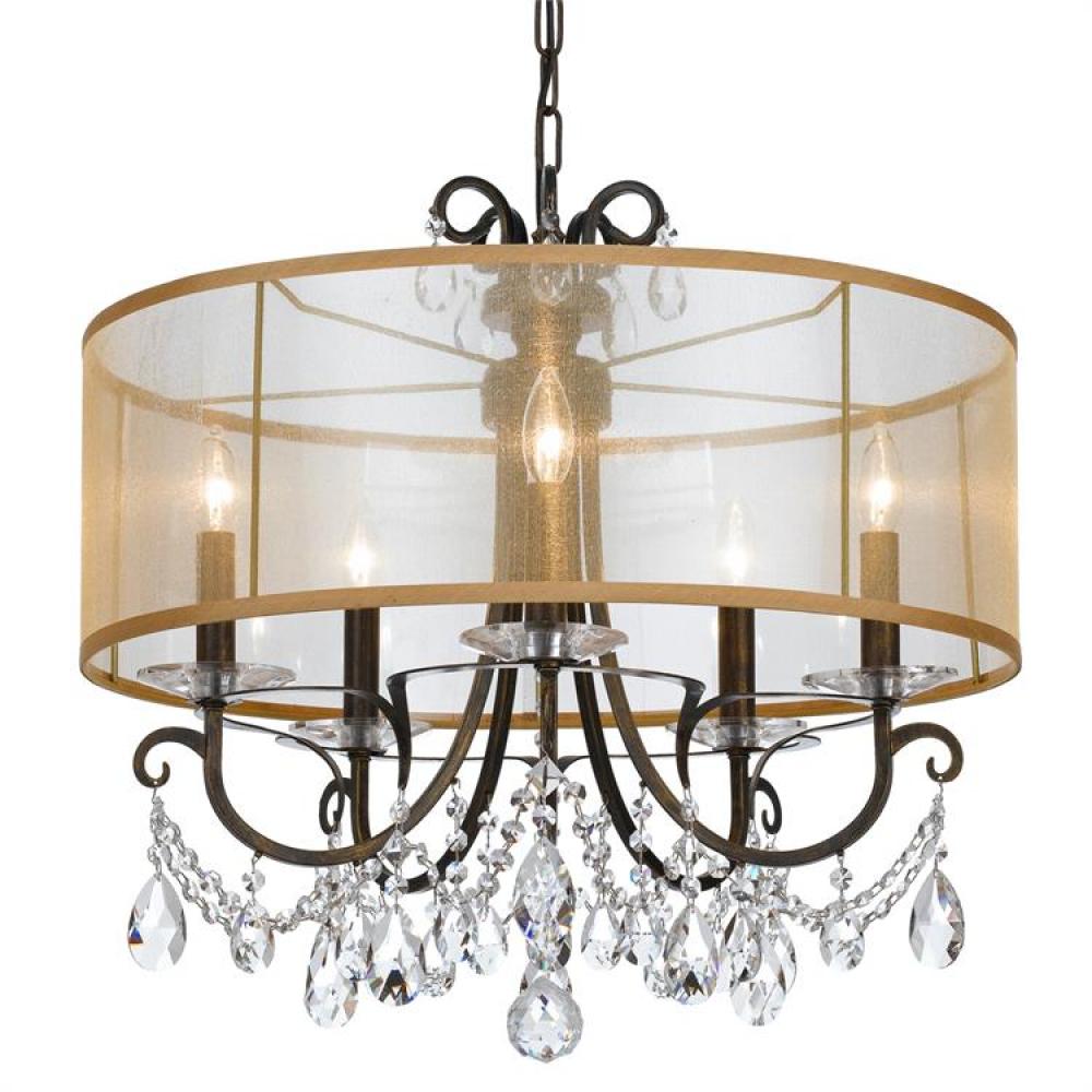 Othello 5 Light Clear Crystal English Bronze Chandelier