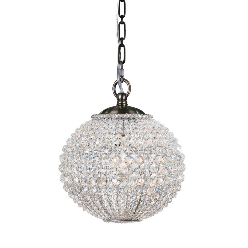 Crystorama Newbury 1 Light Crystal Sphere Brass Mini Chandelier I