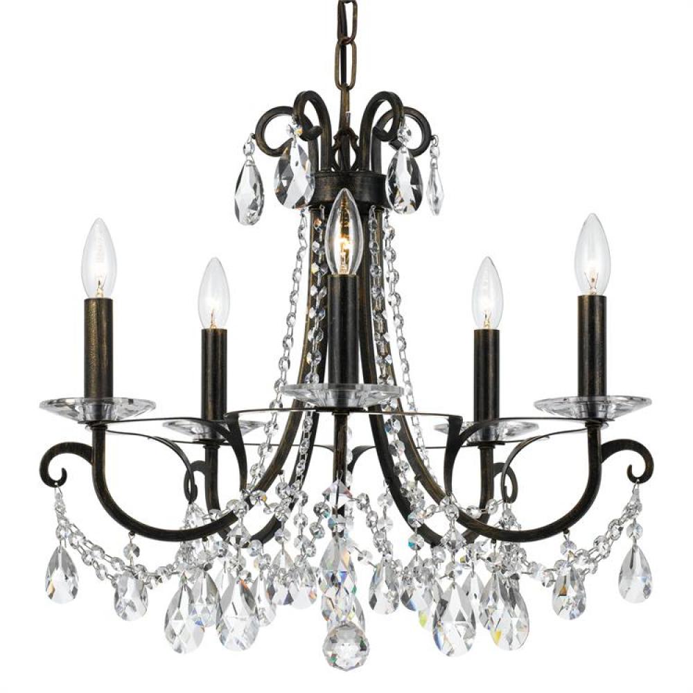 Othello 5 Light Clear Crystal English Bronze Chandelier