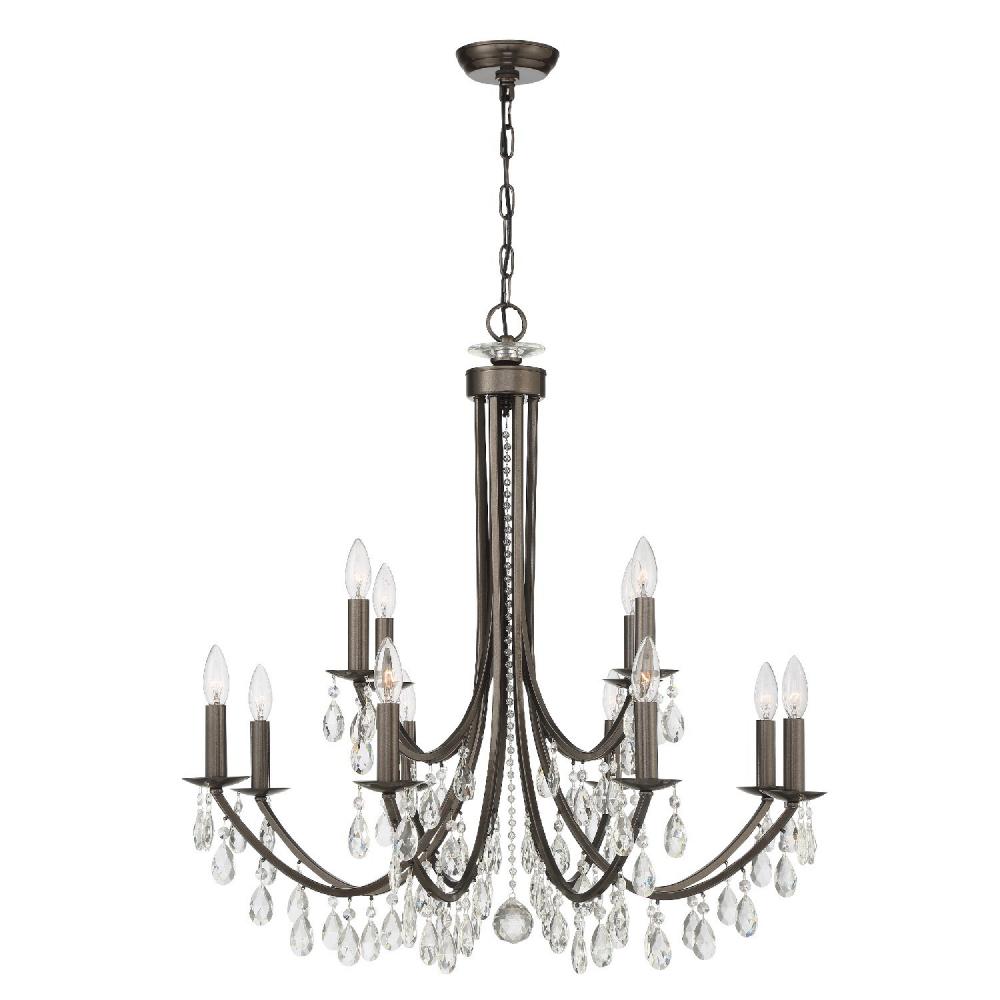 Bridgehampton 12 Light Hand Cut Crystal Vibrant Bronze Chandelier