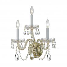 Crystorama 1033-PB-CL-MWP - Traditional Crystal 3 Light Hand Cut Crystal Polished Brass Sconce