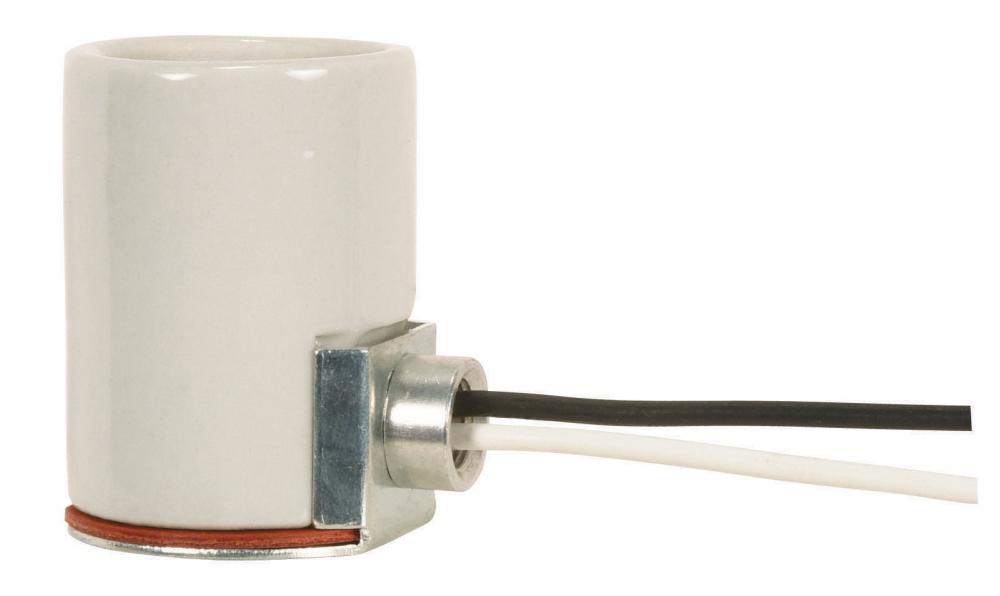Keyless Porcelain Socket With Side Mount Bushing; 1/8 IPS Cap; 9" AWM BMW 150C Leads; CSSNP
