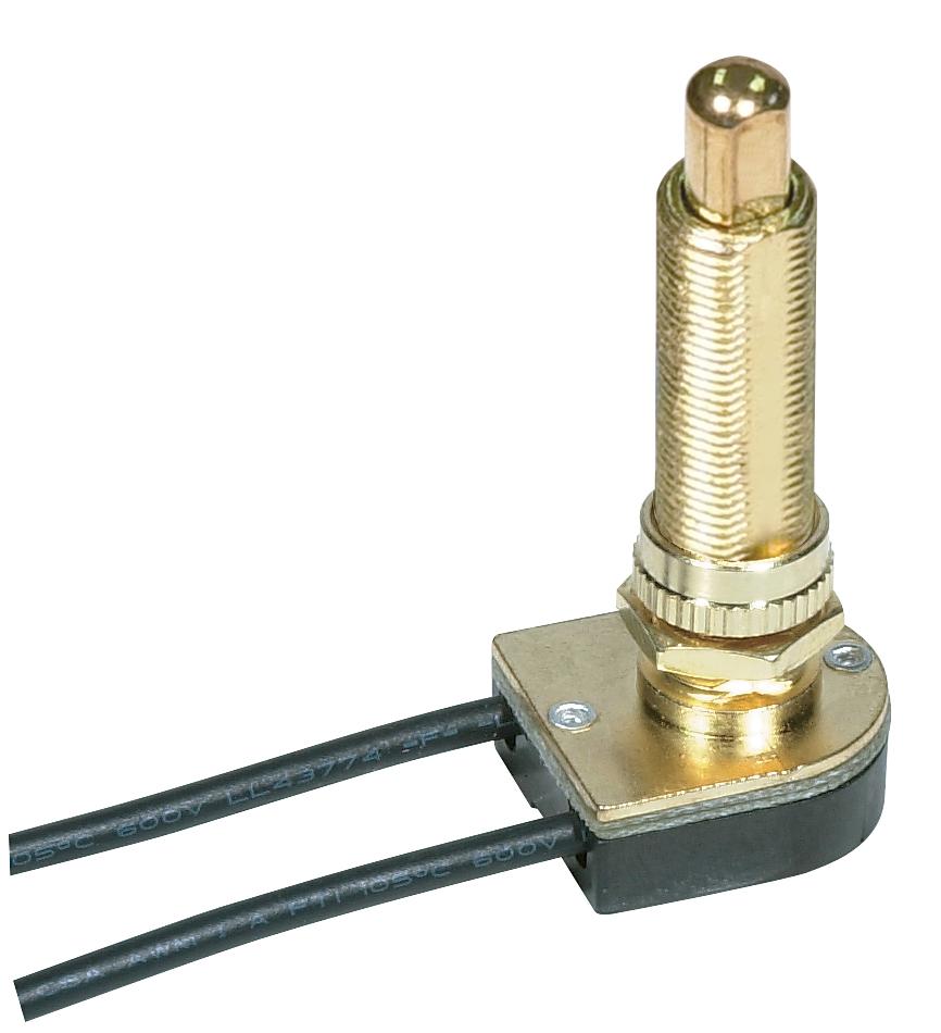 On-Off Metal Push Switch; 1-1/2" Metal Bushing; Single Circuit; 6A-125V, 3A-250V Rating; 6"