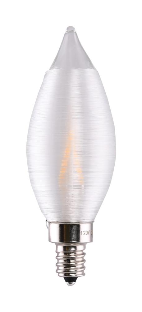 2 Watt CA11 LED; Satin Spun Clear; Candelabra base; 2700K; 120 Volt; Carded