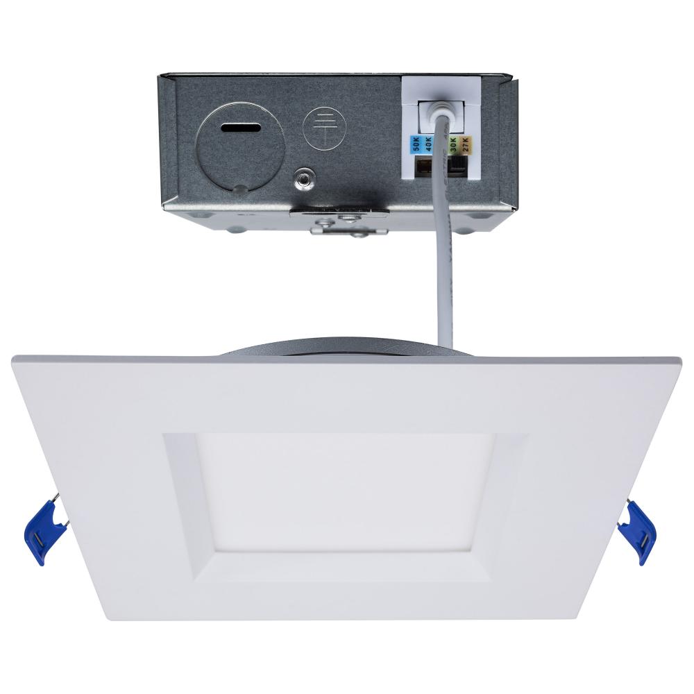 15 Watt LED Low Profile Regress Baffle Downlight; 6 Inch; Remote Driver; CCT Selectable; Square
