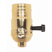 Satco Products Inc. 80/1159 - On-Off Turn Knob Socket With Removable Knob; 1/8 IPS; Aluminum; Brite Gilt Finish; 250W; 250V;