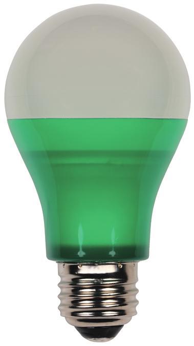 6W Omni A19 LED Party Bulb Green E26 (Medium) Base, 120 Volt, Box