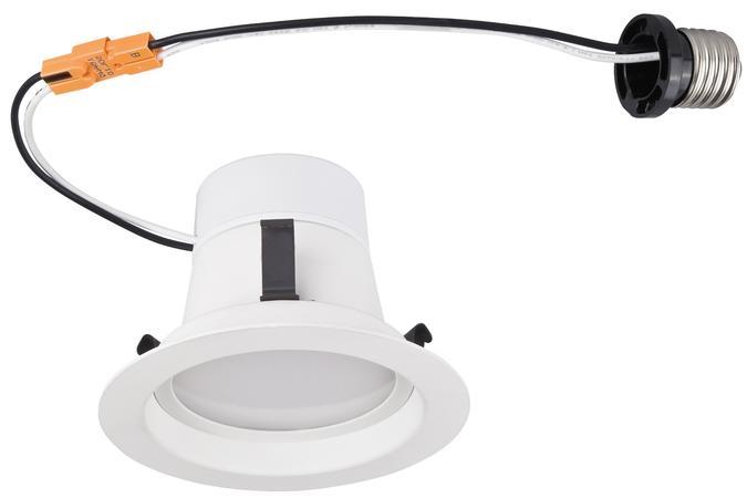 8W 4" Recessed Downlight LED Dimmable Warm White (2700K) E26 (Medium) Base Socket Adapter,