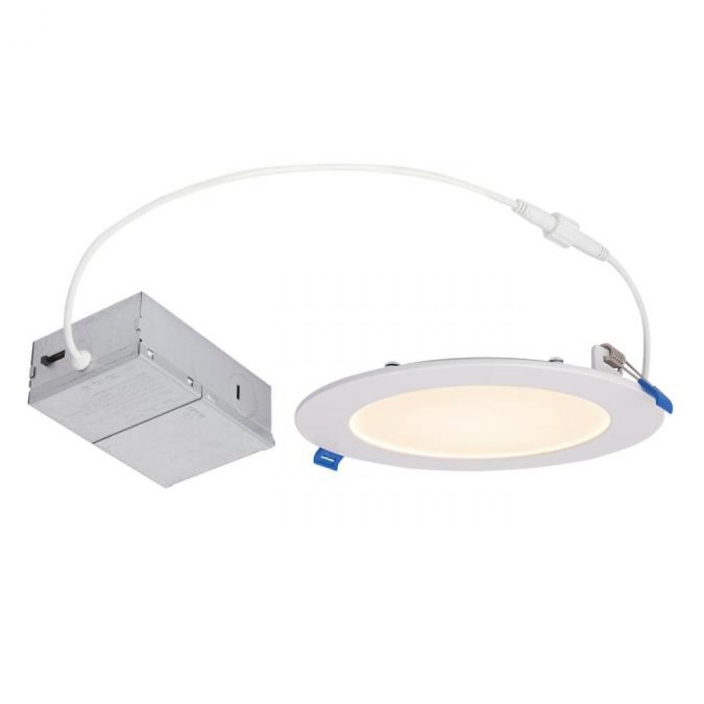 12W Slim Recessed LED Downlight Color Temperature Selection 6 in. Dimmable 2700K, 3000K, 3500K,