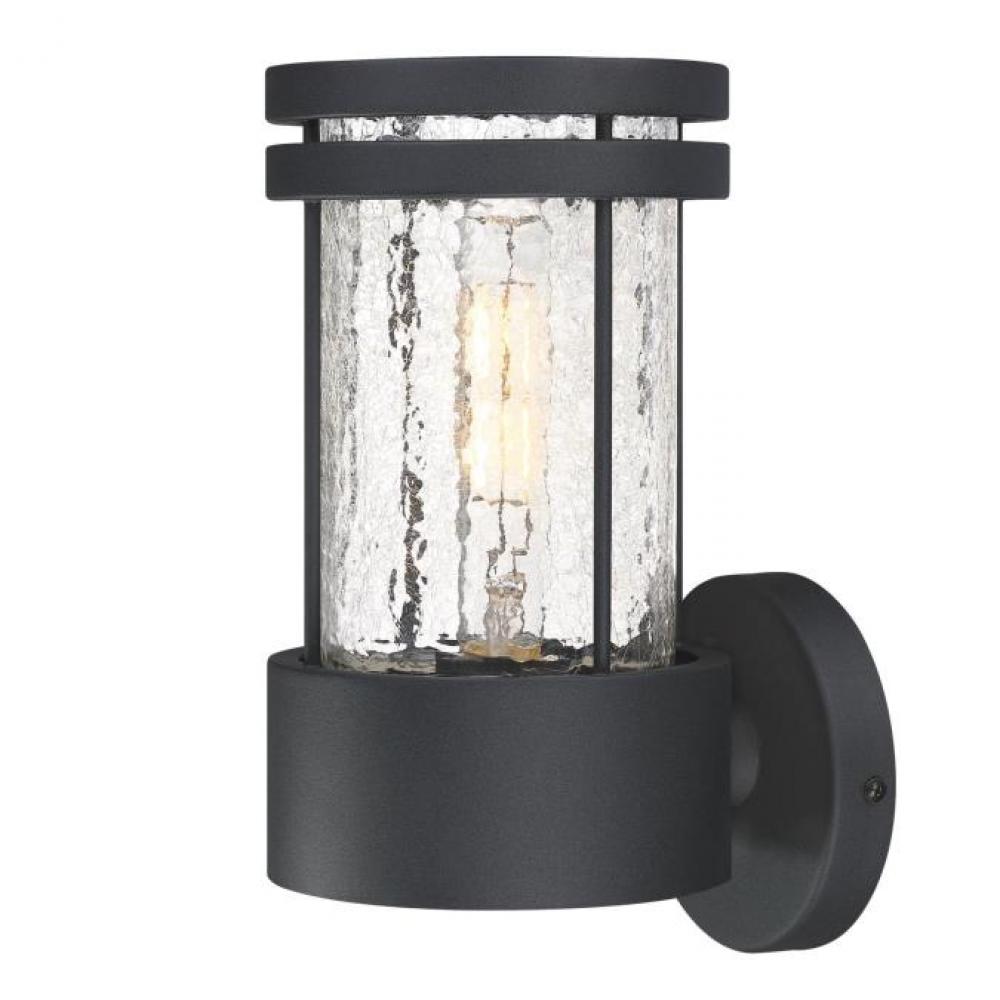 Wall Fixture Textured Black Finish Clear Crackle Glass
