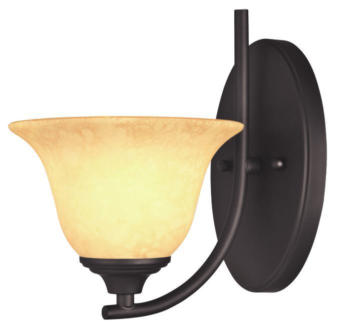 1 Light Wall Fixture Oil Rubbed Bronze Finish Burnt Scavo Glass