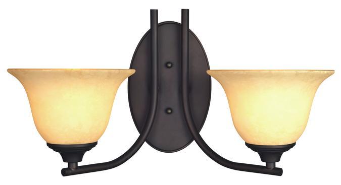 2 Light Wall Fixture Oil Rubbed Bronze Finish Burnt Scavo Glass