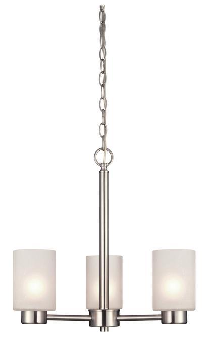 3 Light Chandelier Brushed Nickel Finish Frosted Seeded Glass