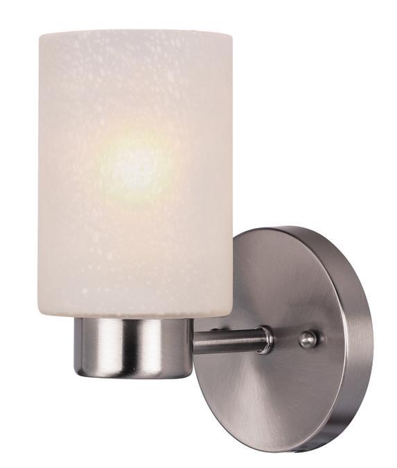 1 Light Wall Fixture Brushed Nickel Finish Frosted Seeded Glass