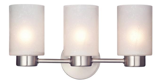 3 Light Wall Fixture Brushed Nickel Finish Frosted Seeded Glass
