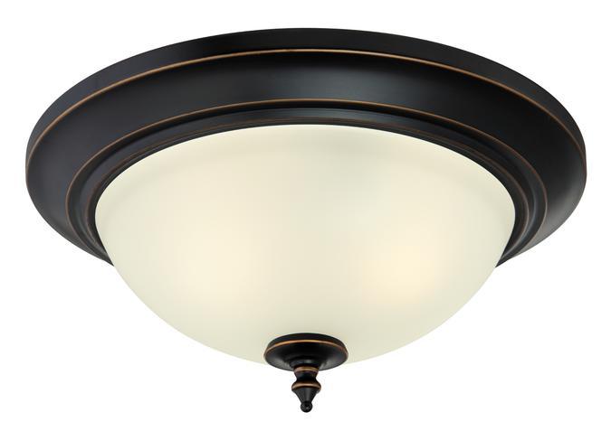 13 in. 2 Light Flush Amber Bronze Finish with Highlights Frosted Glass