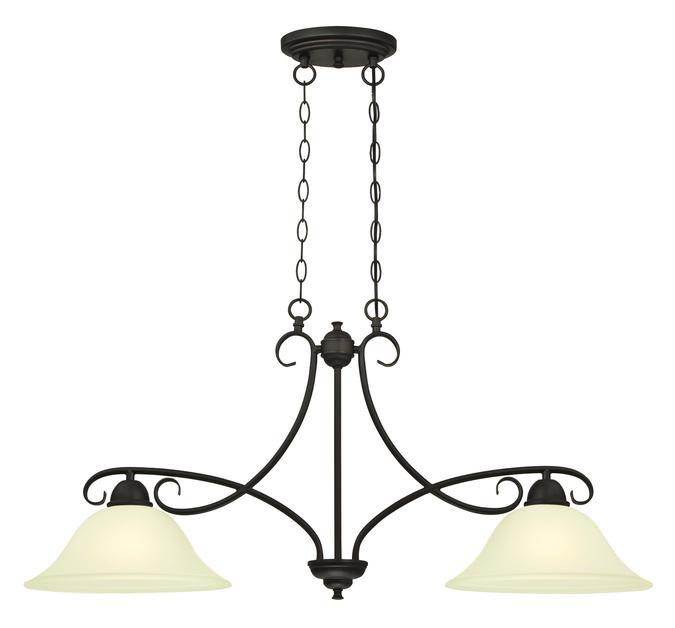 2 Light Island Pendant Oil Rubbed Bronze Finish Frosted Glass