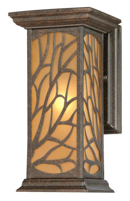 Wall Fixture Victorian Bronze Finish Amber Frosted Glass