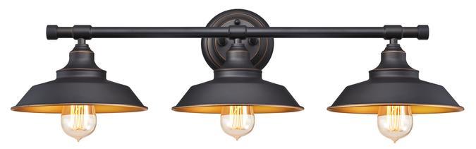 3 Light Wall Fixture Oil Rubbed Bronze Finish with Highlights