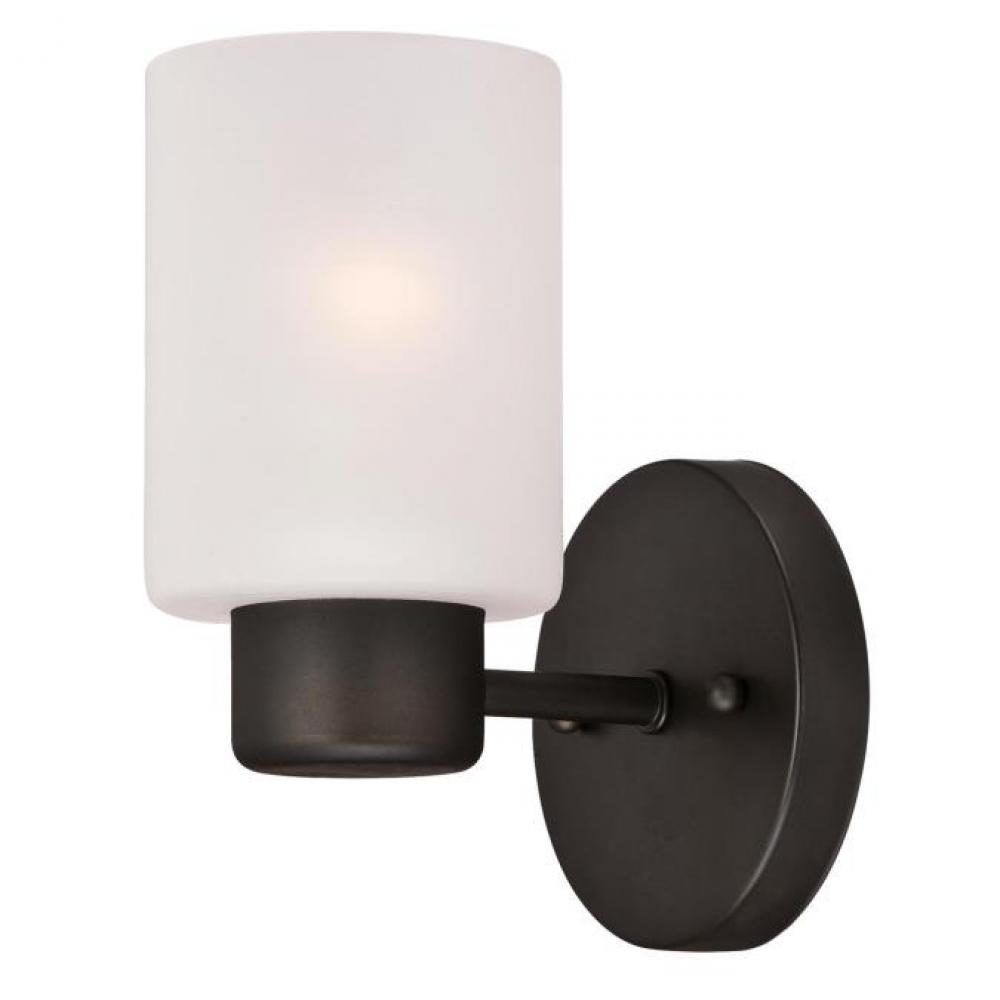 1 Light Wall Fixture Oil Rubbed Bronze Finish Frosted Glass