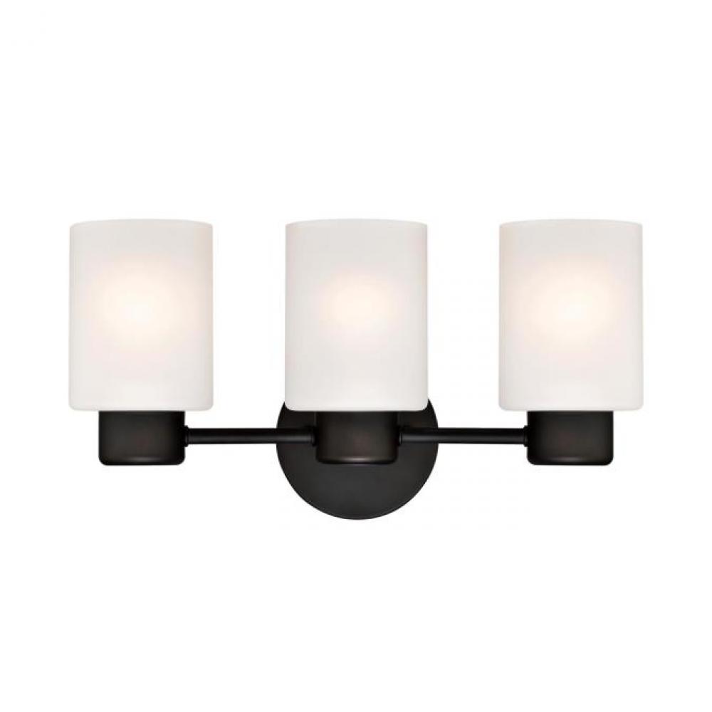 3 Light Wall Fixture Oil Rubbed Bronze Finish Frosted Glass