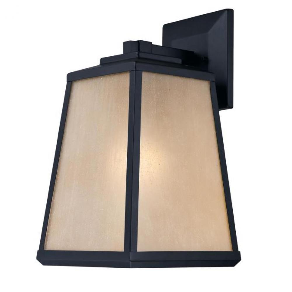 Wall Fixture Matte Black Finish Amber Seeded Glass