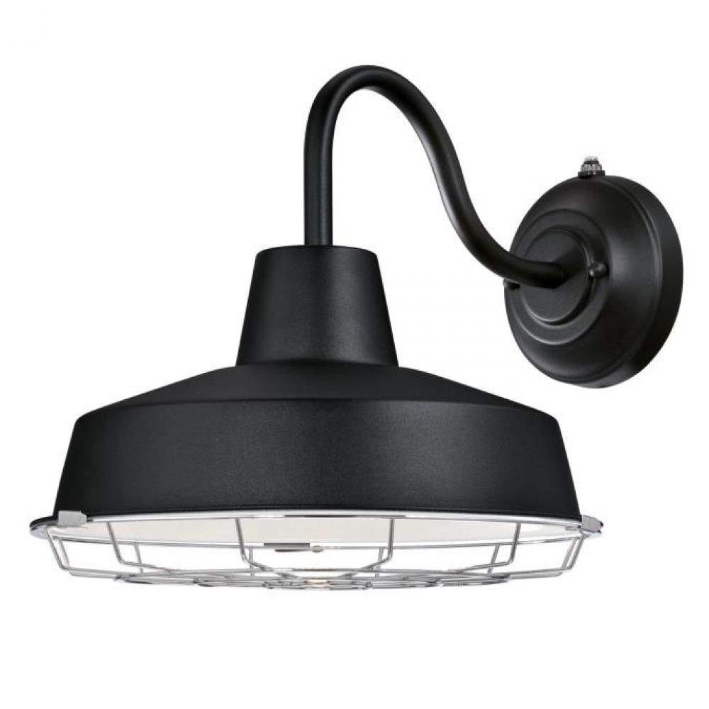 Dimmable LED Wall Fixture with Dusk to Dawn Sensor Textured Black Finish Removable Nickel Luster