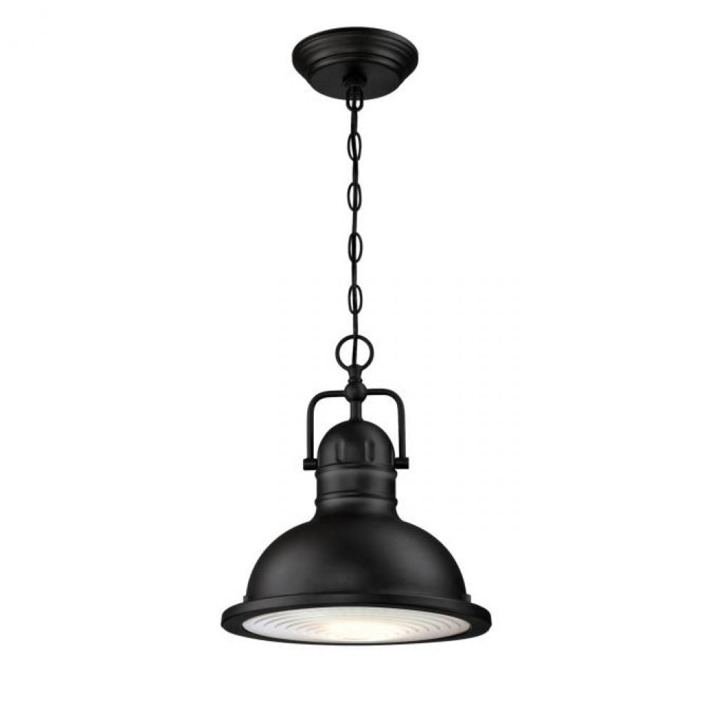 Dimmable LED Pendant Textured Black Finish Frosted Prismatic Lens