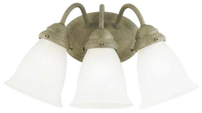 3 Light Wall Fixture Cobblestone Finish Frosted Glass