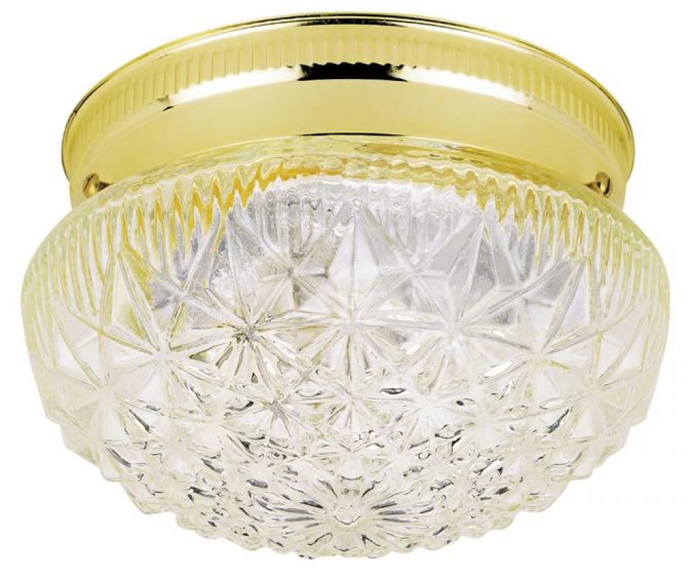8 in. 1 Light Flush Polished Brass Finish Clear Faceted Glass
