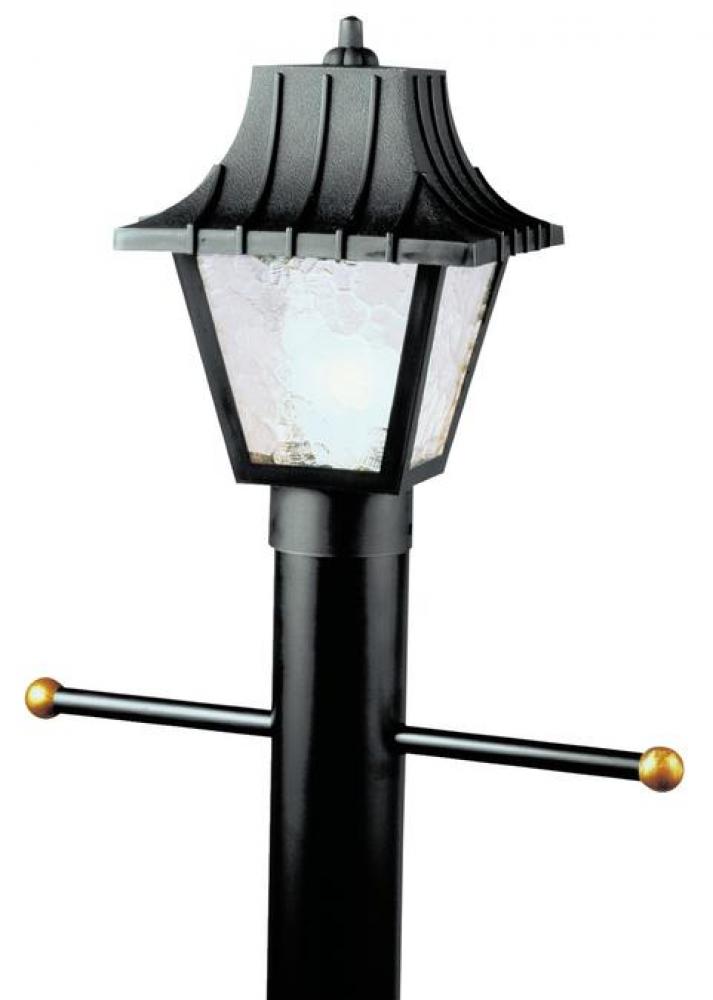 Hi-Impact Polycarbonate Post Top Fixture Black Finish Clear Textured Acrylic